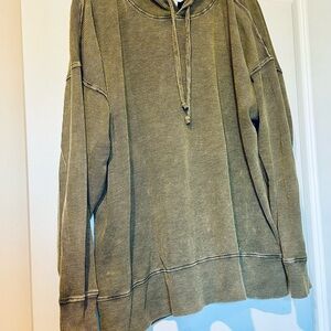 Olive Green Waffle Knit Hoodie